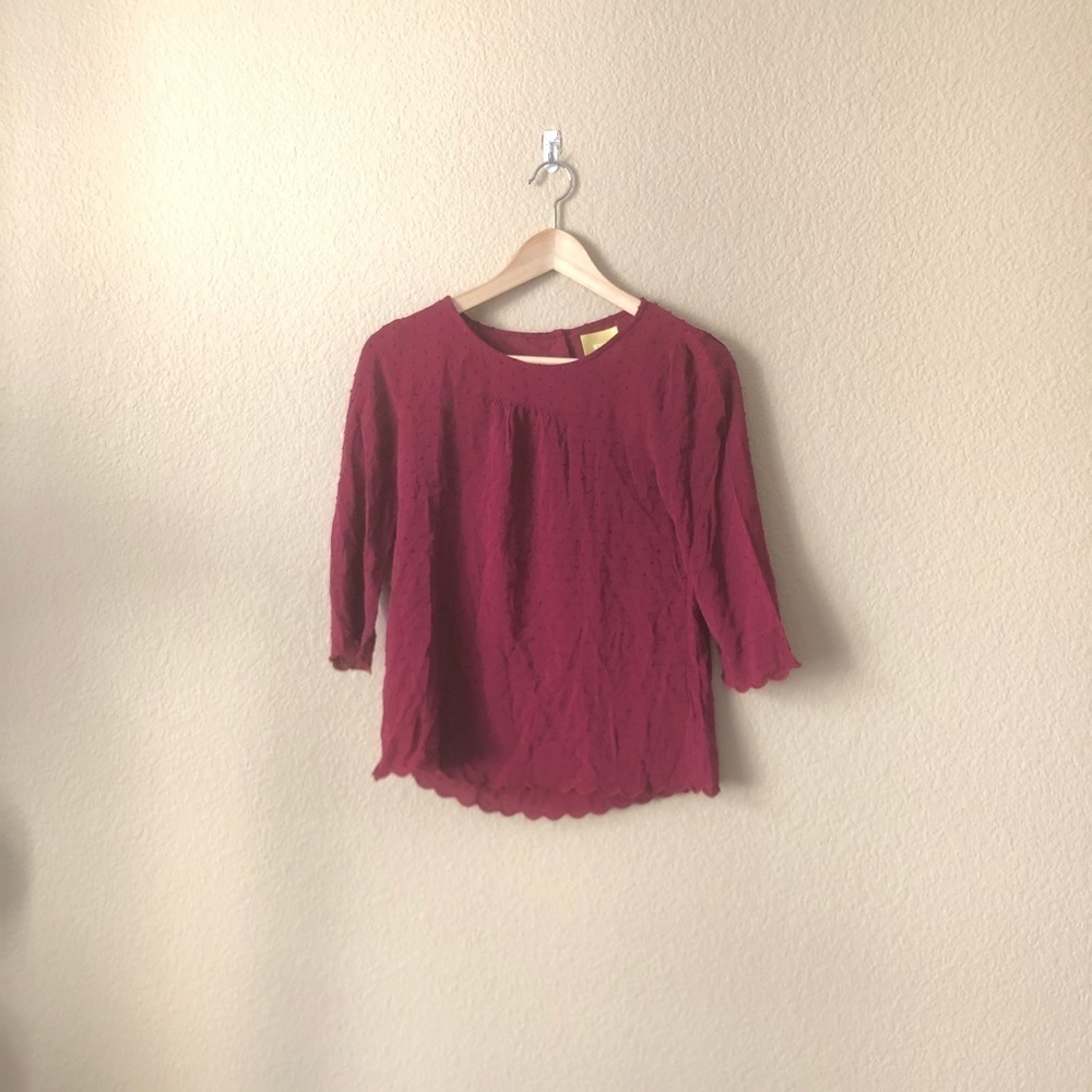 Anthropologie Maeve scallop Hem Swiss dot top - Picture 2 of 8